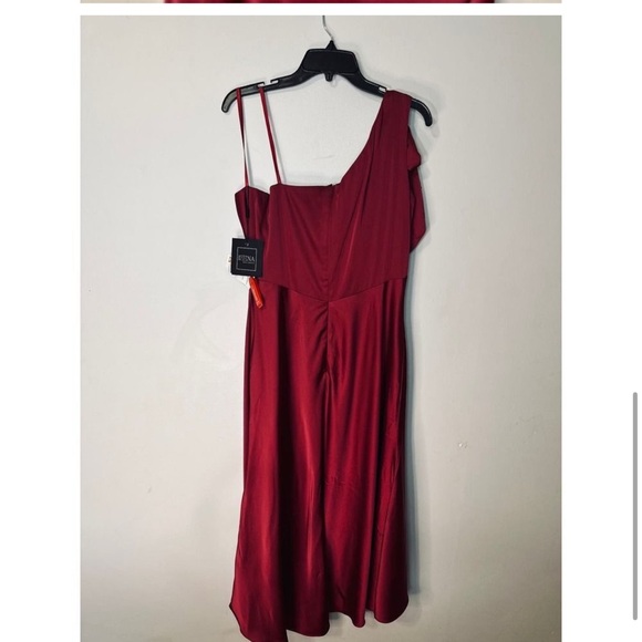 NWT IEENA MAC DUGGAL SATIN ONE
SHOULDER MIDI DRESS SZ 12 - Picture 6 of 6